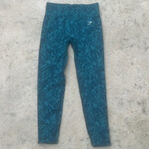 Gymshark Adapt Teal Animal Print Seamless Women's Leggings Size M